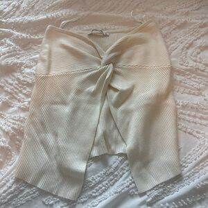 Cream Knotted Ribbed shirt